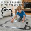 Flexible Rubber Road Puzzle Track Pieces,Flexible Expressway Circuit Set Toy,Waterproof Indestructible Modular Puzzle Car Highway Tracks for Kids Boys and Girls (24pcs) view 3