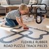 Flexible Rubber Road Puzzle Track Pieces,Flexible Expressway Circuit Set Toy,Waterproof Indestructible Modular Puzzle Car Highway Tracks for Kids Boys and Girls (24pcs) view 4