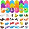 Capoda 24 Pack Easter Eggs With 3D Printed Animals Eggs Colorful Plastic Filled with Flexible Mini Animals Easter Egg Fillers for Basket Stuffers Egg Hunt Supplies Spring Party view 1