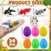 Capoda 24 Pack Easter Eggs With 3D Printed Animals Eggs Colorful Plastic Filled with Flexible Mini Animals Easter Egg Fillers for Basket Stuffers Egg Hunt Supplies Spring Party view 2