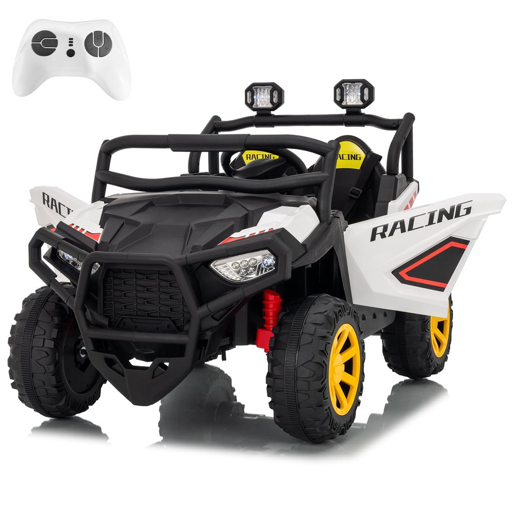 24V Ride on Toy for Big Kids with Remote Control - 2 Seater Ride on Car with 3 Speeds and Led Lights - Electric Car for Kids with Bluetooth (Snow)
