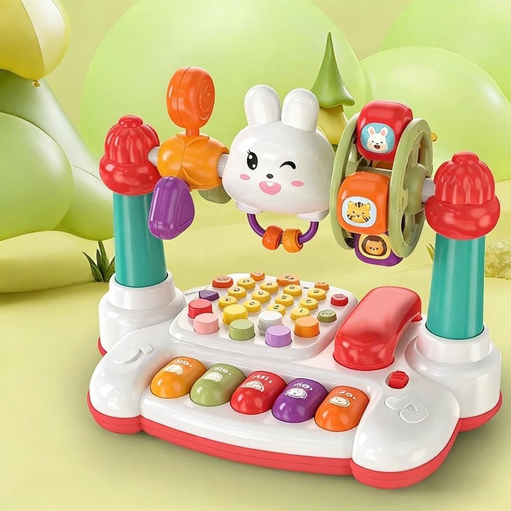 Baby Phone Toy,Cartoon Baby Piano Music Light Toy Children Pretend Phone,Kids Cellphone Girl with Light Parent-Child Interactive Toys Xmas New Year Gift Game Boy Girl Early Education Gifts (Red)