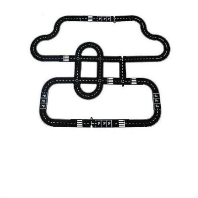 Flexible Rubber Road Puzzle Track Pieces,Flexible Expressway Circuit Set Toy,Waterproof Indestructible Modular Puzzle Car Highway Tracks for Kids Boys and Girls (64pcs)