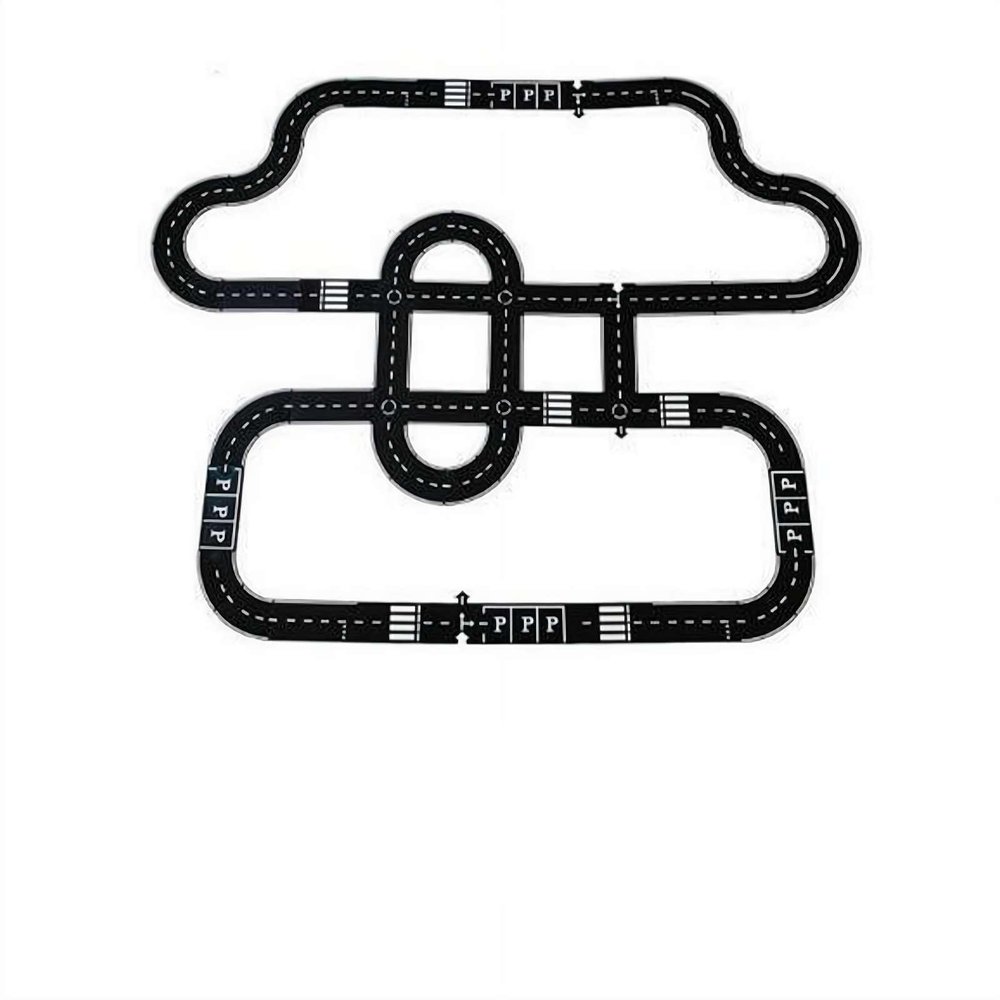 Flexible Rubber Road Puzzle Track Pieces,Flexible Expressway Circuit Set Toy,Waterproof Indestructible Modular Puzzle Car Highway Tracks for Kids Boys and Girls (64pcs)