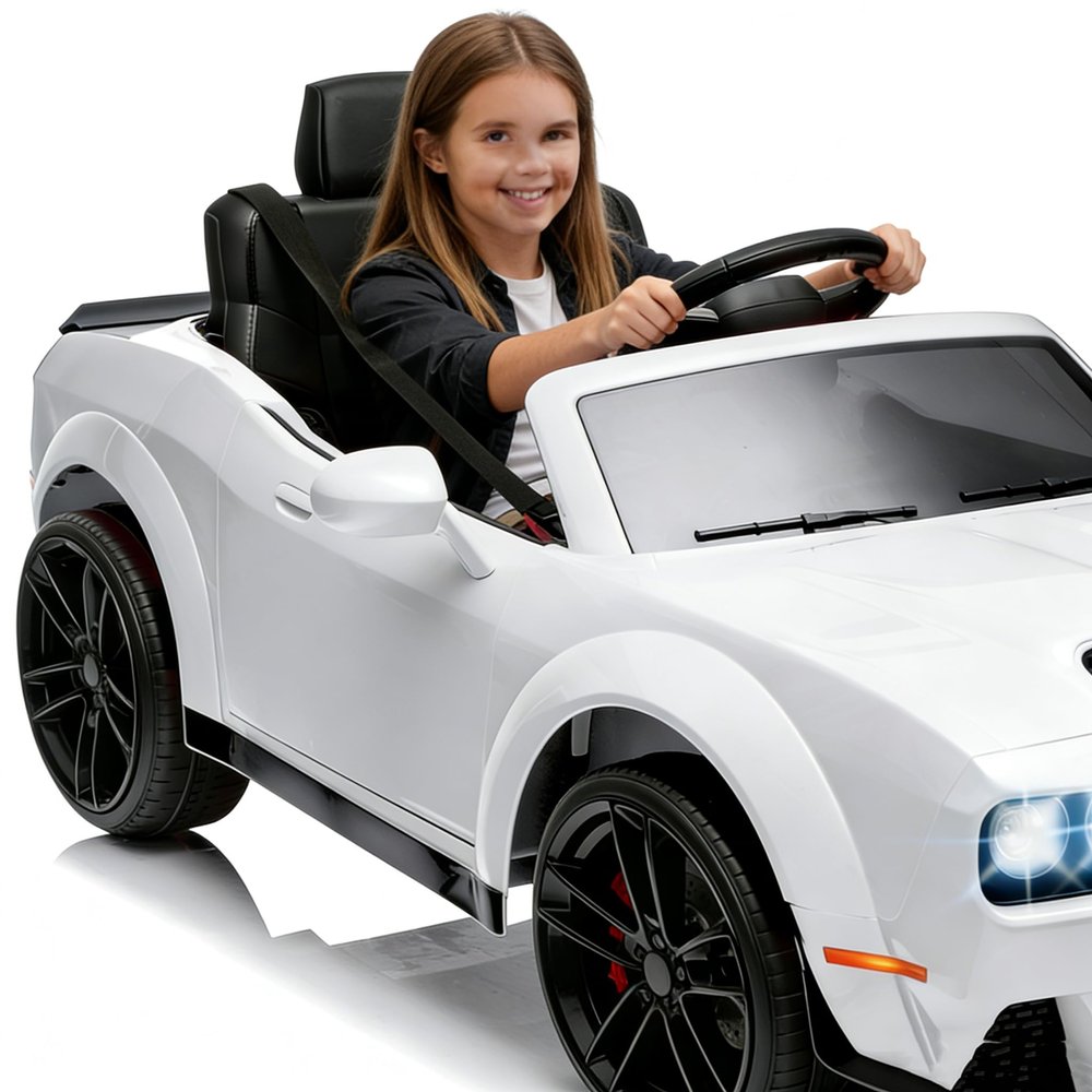 12V Electric Ride on Car Remote Control,Wireless Music Vehicle Car for Boys Girls Gifts White