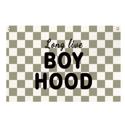 19.7 X 29.5 in Long Live Wall Art Banner, Green Checkerboard Canvas, Little One Nursery Decor