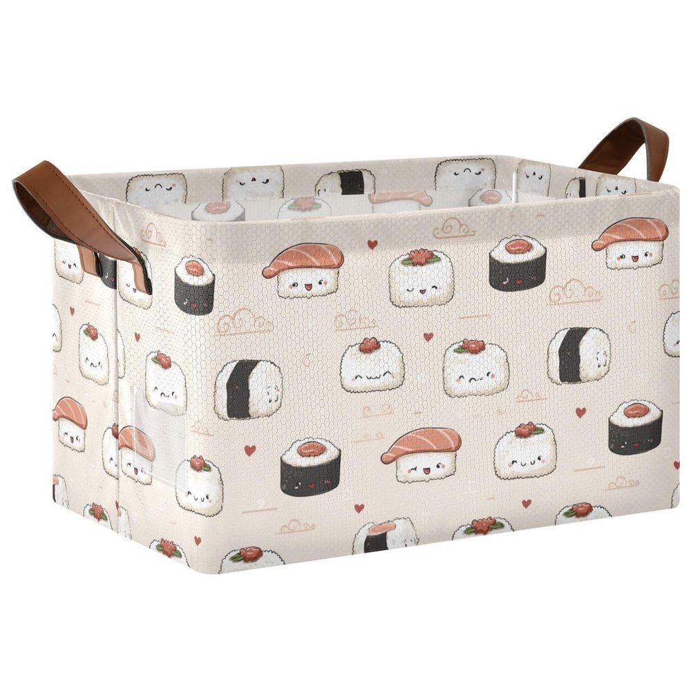 IBGIKWH Cute Little Salmon Rice Ball Storage Bins Basket Storage Basket Clothes Hamper Storage Cubes Bin Blanket Basket Laundry Hamper