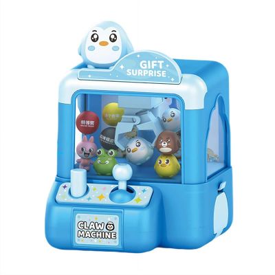 Claw Machine,Mini Animals Vending Machine Electronic Arcade Game, Cute Animal Theme Plush Home Small Game Fun Interactive Joystick Games for Girls Boys Ages 3-8 (Blue)