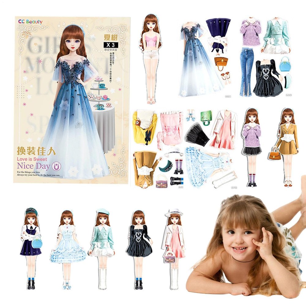 Magnetic Dress Updoll - Princess Paperdoll Set, Portable Magnet Play Set, Easy Grip Traveldoll | Fun Princess Dress Up Game Kids
