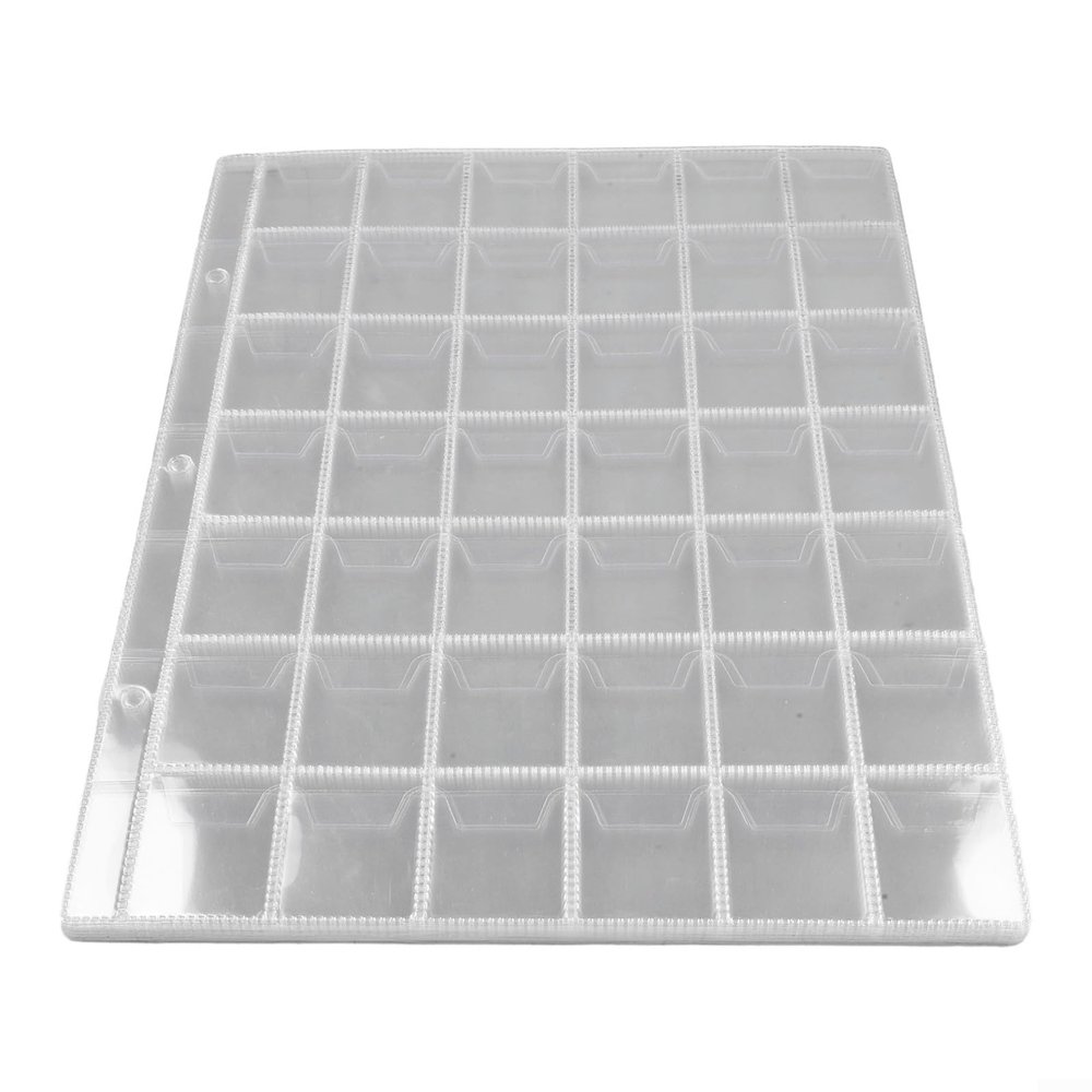 10 Sheet Plastic Coin-Pages for 42 Pocket Holders for Collectors, PVC 3-Hole Clear Album Sheets for Coin Storage and Display, Pocket Size 28x28mm, Page Size 250x200mm