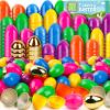 Adisher 100Pcs Easter Eggs, Plastic 3.0" Colorful Easet Eggs with 6Pcs Golden Eggs Bulk Empty Fillable for Easter Hunt Party Favor Basket Stuffers, Filling Treats, Classroom Prize Supplies for Kids view 1