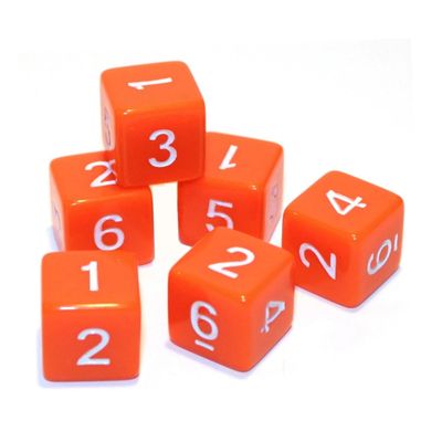 10 Pieces Square Corner Polyhedral Dices D6 Dice 16mm Straight Edge Acrylic 6 Sided Number Dice Game Dices for Board Games, Parties, Math Teaching - Solid,Orange