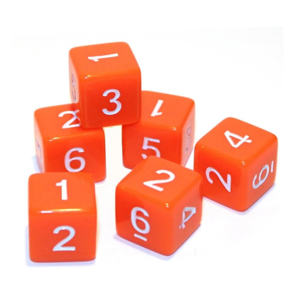 10 Pieces Square Corner Polyhedral Dices D6 Dice 16mm Straight Edge Acrylic 6 Sided Number Dice Game Dices for Board Games, Parties, Math Teaching - Solid,Orange
