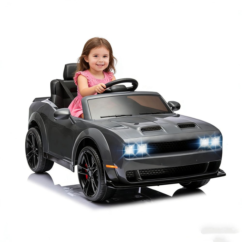 12V Electric Ride on Car Remote Control,Wireless Music Vehicle Car for Boys Girls Gifts Grey