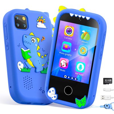 Kids Smart Phone for Girls, Toddler Phone Toy with Dual Camera, 2.8" Touchscreen, 18 Games, MP3, Learning & 32GB Card, Christmas Birthday Gift for Ages 3-10, Toddler Boy Toys