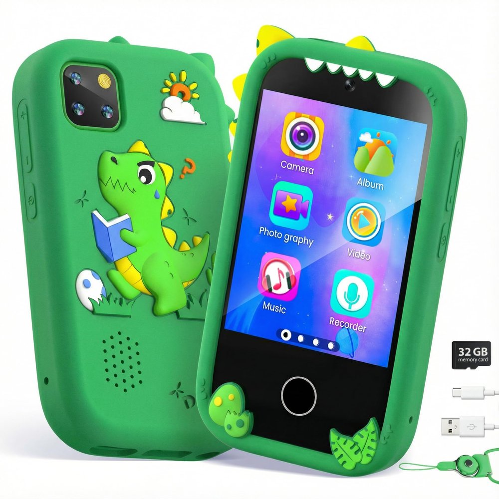 Kids Smart Phone for Girls, Toddler Phone Toy with Dual Camera, 2.8" Touchscreen, 18 Games, MP3, Learning & 32GB Card, Christmas Birthday Gift for Ages 3-10, Toddler Boy Toys