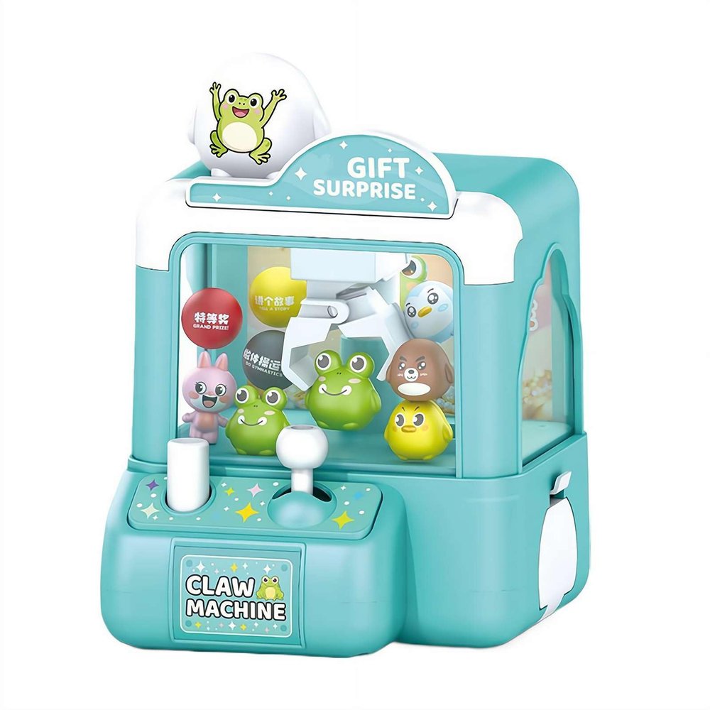 Claw Machine,Mini Animals Vending Machine Electronic Arcade Game, Cute Animal Theme Plush Home Small Game Fun Interactive Joystick Games for Girls Boys Ages 3-8 (Green)