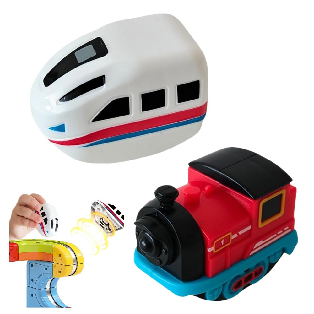 2 Pack Replacement Electric Train Cars, USB Rechargeable Add-On for Electric Train Set Tracks, Electri-c TRAI-n Set Flexible Race Track, Cannot Operate Alone,Tracks & Cable Not Included