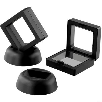 2 Pack Commemorative Coin Display Holder Box 50x50mm Black Plastic Case for Gold Silver Coin Medals Stamps Jewelry Casino Chips Souvenir Storage