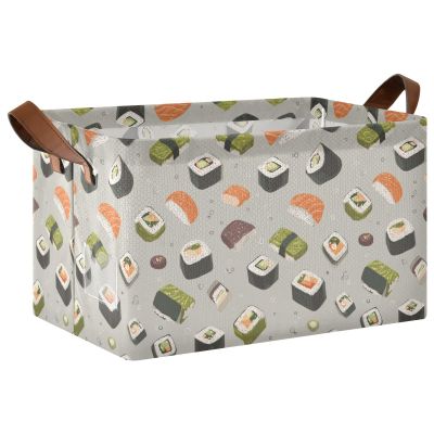 IBGIKWH Salmon Sashimi Sushi Cartoon Storage Bins Basket Storage Basket Clothes Hamper Storage Cubes Bin Blanket Basket Laundry Hamper