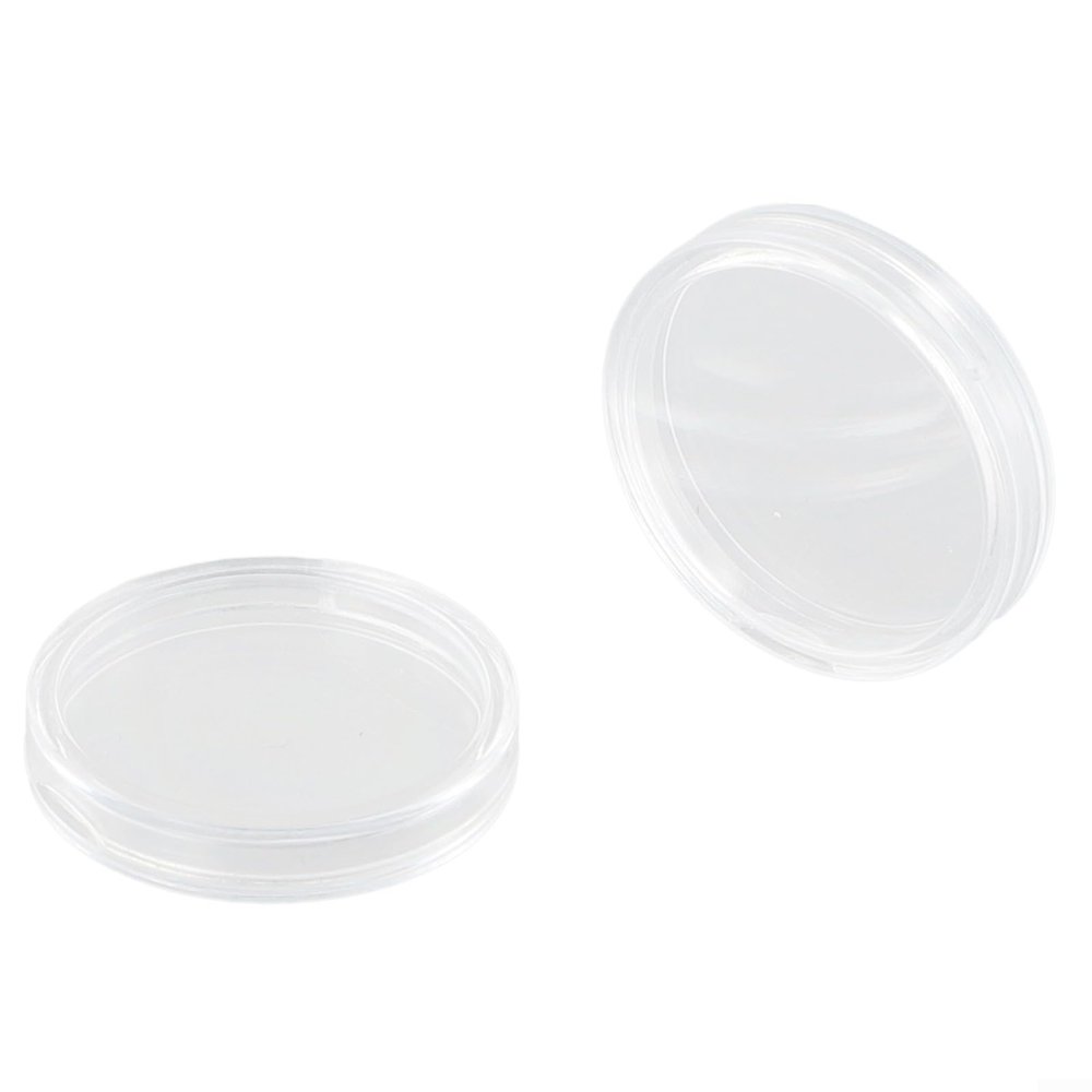 100 Pcs Clear Round Plastic Coin Holder Containers 26mm Diameter Storage Cases for Crescent Opening Design for Collectors
