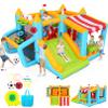 AKEYDIY Bounce House, Inflatable Obstacle Course Bouncy House for Kids, Indoor/Outdoor Bouncy Castle with Shade Stand,Boxing Column,Ring Toss Game&Ball Pool,450W Blower,Jump House for Backyard view 1