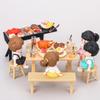 1/12 Scale Mini Realistic BBQ Grill and Picnic Table Model Set, Food-Play Props, Prentend-Play Accessory Set (Table and Chair + Grill + Figure + Food Items) view 2