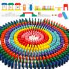 BROWCHELYES 1000 PCS Dominoes Set for Kids with Extra 11 Blocks, Wooden Building Blocks 10 Colors Dominoes Racing Tile Games Educational Toy for Kids Birthday Party with Storage Bag view 1
