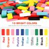 BROWCHELYES 1000 PCS Dominoes Set for Kids with Extra 11 Blocks, Wooden Building Blocks 10 Colors Dominoes Racing Tile Games Educational Toy for Kids Birthday Party with Storage Bag view 4