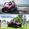 24V 4WD Electric Dump Truck for Kids, 2-Seater Off-Road Toy with Parent Remote Control & 3 Speeds, All-Terrain Ride-on Car with LED Lights & Music Player, Ideal Gift for Boys and Girls view 4
