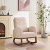 GOWE 27.2" W Rocking Chair for Nursery, Polyester Glider Chair with High Back and Side Pocket, Rocking Accent Armchair with Rubber Wood Legs for Living Room/Bedroom.Beige view 1