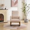 GOWE 27.2" W Rocking Chair for Nursery, Polyester Glider Chair with High Back and Side Pocket, Rocking Accent Armchair with Rubber Wood Legs for Living Room/Bedroom.Beige view 3