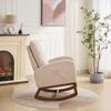 GOWE 27.2" W Rocking Chair for Nursery, Polyester Glider Chair with High Back and Side Pocket, Rocking Accent Armchair with Rubber Wood Legs for Living Room/Bedroom.Beige view 4