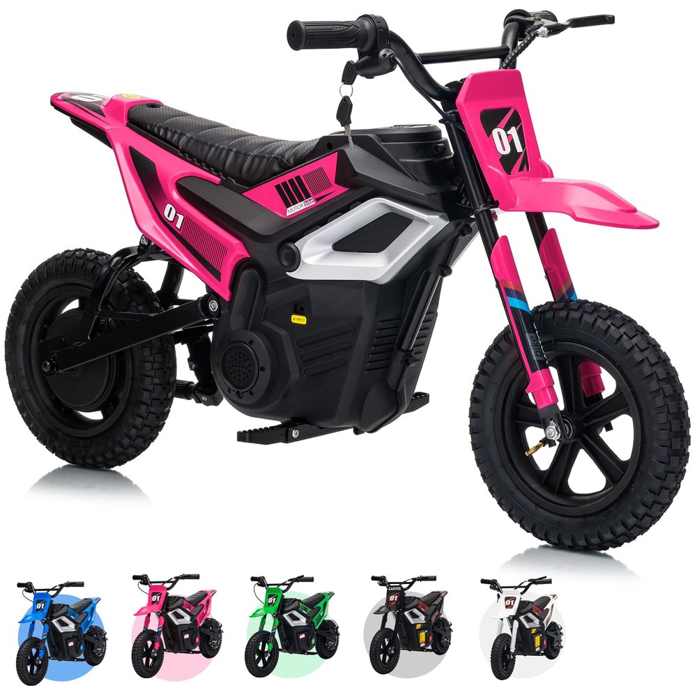 24V Electric Dirt Bike for Kids, 350w Electric Motorcycle for Kids - Up to 13.67Mile/h Long-Range, Ride on Motorcycle with Rear Wheel Suspension, 12 Miles Range, Twist Grip Throttle, Rubber Tire