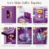 Toylink Toy Coffee Maker for Kids with Sound and Lights, Purple Kids Coffee Playset Pretend Play Kitchen Accessories with Cups & Play Food, Toddler Toys Birthday Gifts for 3 4 5 6 Years Old Girls Boys view 3