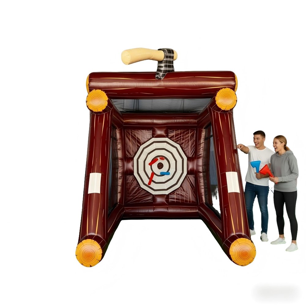 Commercial Grade Inflatable Axe Throwing Game - 14x10x13ft PVC Inflatable Target with 6 Throwing Axes, Outdoor/Indoor Party & Event Activity