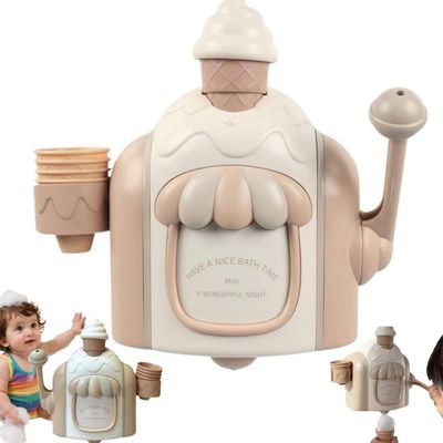 Bath Ice Cream Foam Maker, Bath Bubble Ice Cream Maker Baths Toy, Icecream Foam Machine, Icecream Themed Bubble Making Toy Water Play Set for Toddlers Boys Girls (Beige no Box)