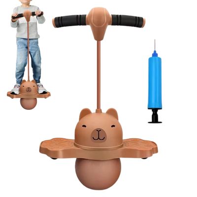 Jumper with Handle and Ball Pump PP PVC 36x65cm | Capybara High Jump Toy, Stick Jumper Balance Bounce Ball with Pump for Kids Aged 3 and Up, Indoor & Outdoor Play, Birthday