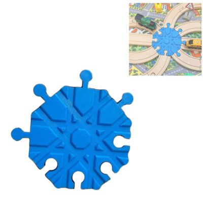 Train Track 8 Way Intersection for Brio Compatible Wooden Train, Multi-Directional Connector for Toy Trains, Smooth & Stable Fit (Blue)