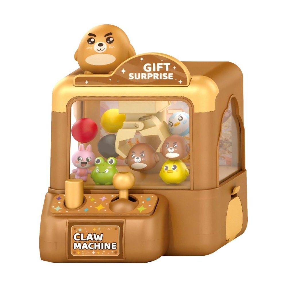Animal Themed Mini Claw Machine Toy, 2026 Claw Machine with Cute Animal Prizes, Portable Home Arcade Games with Grabber Joystick, Funny Birthday Christmas Party Interactive Gifts (Brown, One-Size)