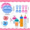 Hdagbnn 15 PCS Baby Doll Accessories Magic Bottle Set,Pretend Play Feeding Toy with Juice Milk Bottles,Dolls Feeding Kit,Sippy Cups,Pacifiers,Bowl Spoons,Bib,Diaper for Kids Girl Party,Birthday Gift view 2