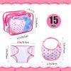 Hdagbnn 15 PCS Baby Doll Accessories Magic Bottle Set,Pretend Play Feeding Toy with Juice Milk Bottles,Dolls Feeding Kit,Sippy Cups,Pacifiers,Bowl Spoons,Bib,Diaper for Kids Girl Party,Birthday Gift view 3