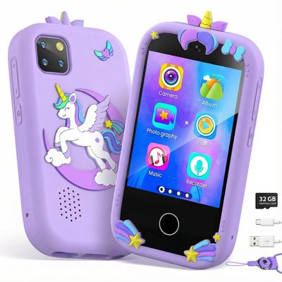 Kids Smart Phone for Girls, Toddler Phone Toy with Dual Camera, 2.8" Touchscreen, 18 Games, MP3, Learning & 32GB Card, Christmas Birthday Gift for Ages 3-10, Toddler Girl Toys