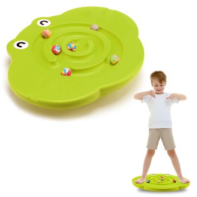 Seenelling Kids Maze Balance Board Plastic Wobble Rocker Balance Board with Mini Balls Load 170lb for Balancing Exercise Equipment Game Boys Girls Physical Therapy 18.5 x 14.57 Inch(Yellowgreen,Cute)