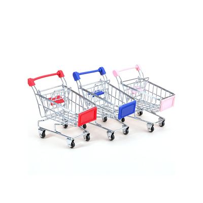 1/20 Scale Mini Realistic Shopping Cart Model, Supermarket Metal Trolley Model, Miniature Food-Play Accessory