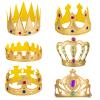 Aysatogc 6 Pcs Birthday King Crowns, Prince Golden King Crown Adjustable Costume Crowns with Gems for Birthday Party, Photo Props Halloween Crown Baby Shower Photo Props view 1