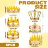 Aysatogc 6 Pcs Birthday King Crowns, Prince Golden King Crown Adjustable Costume Crowns with Gems for Birthday Party, Photo Props Halloween Crown Baby Shower Photo Props view 2