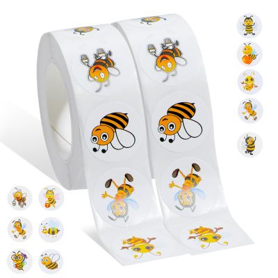 1000PCS Bumble Bee Stickers Roll, 10 Styles Self-Adhesive Waterproof Vinyl Bumblebee Sticker Tiny Honey Bee Decor & Party Favors Gifts for Kids Classroom Rewards, Scrapbooking & Water Bottle Decals