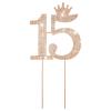 15 Cake Topper, Gold Number 15 Crystal Rhinestones Cake Topper for Women Girls Party and Anniversary Decoration view 1