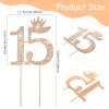 15 Cake Topper, Gold Number 15 Crystal Rhinestones Cake Topper for Women Girls Party and Anniversary Decoration view 2